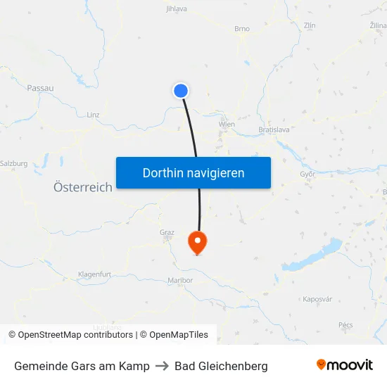 Gemeinde Gars am Kamp to Bad Gleichenberg map