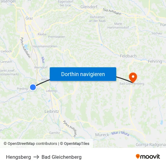Hengsberg to Bad Gleichenberg map