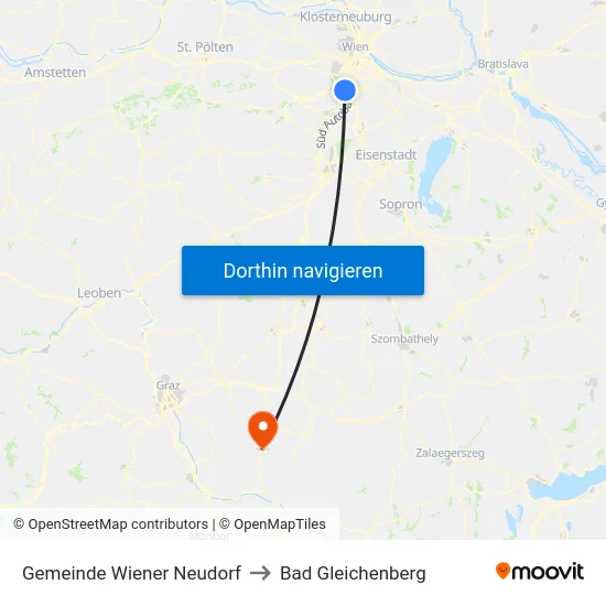 Gemeinde Wiener Neudorf to Bad Gleichenberg map