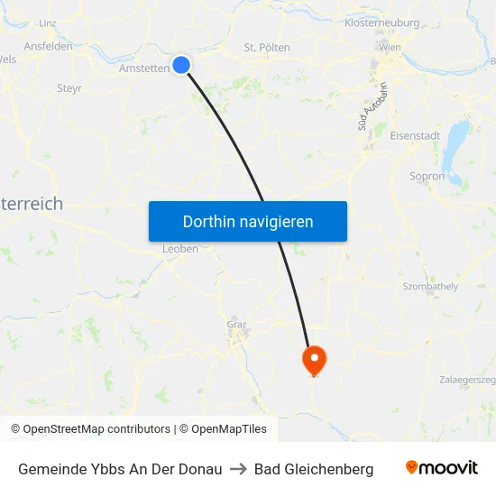 Gemeinde Ybbs An Der Donau to Bad Gleichenberg map