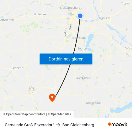 Gemeinde Groß-Enzersdorf to Bad Gleichenberg map
