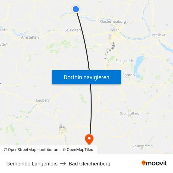 Gemeinde Langenlois to Bad Gleichenberg map