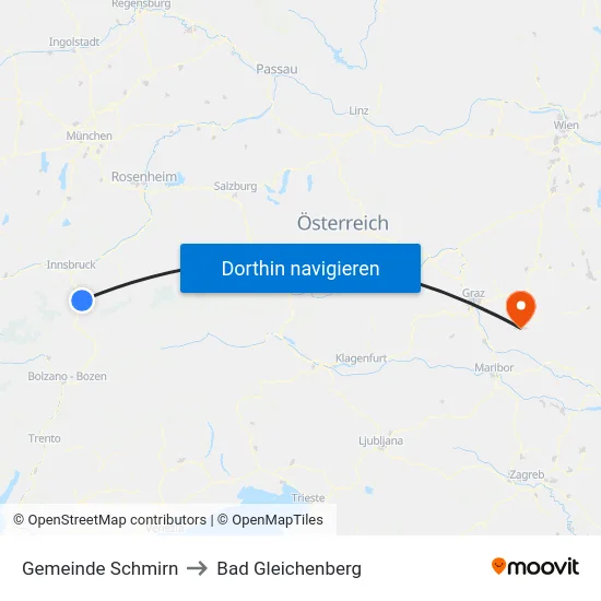 Gemeinde Schmirn to Bad Gleichenberg map