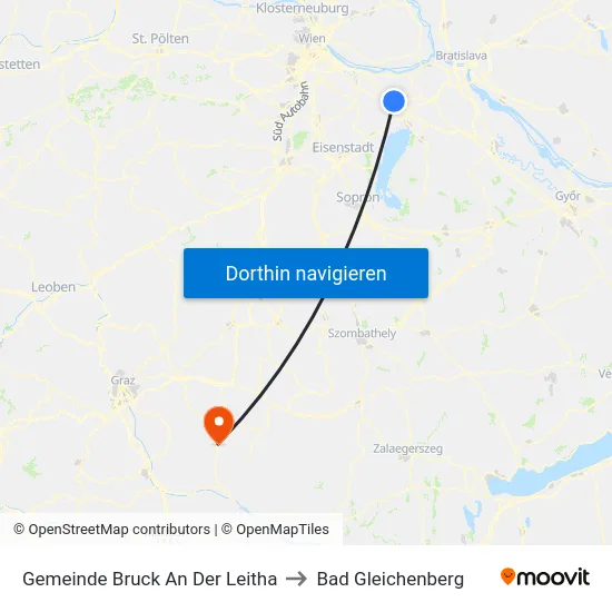 Gemeinde Bruck An Der Leitha to Bad Gleichenberg map