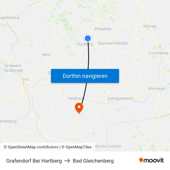 Grafendorf Bei Hartberg to Bad Gleichenberg map