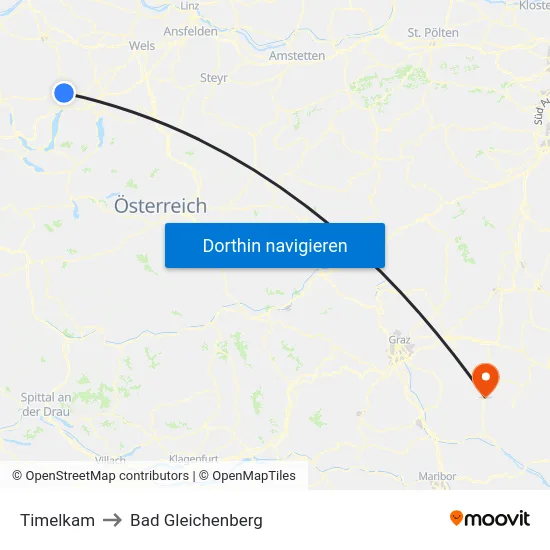Timelkam to Bad Gleichenberg map