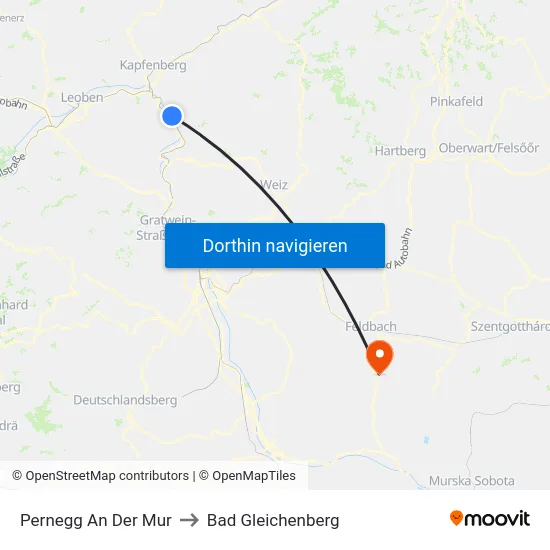 Pernegg An Der Mur to Bad Gleichenberg map