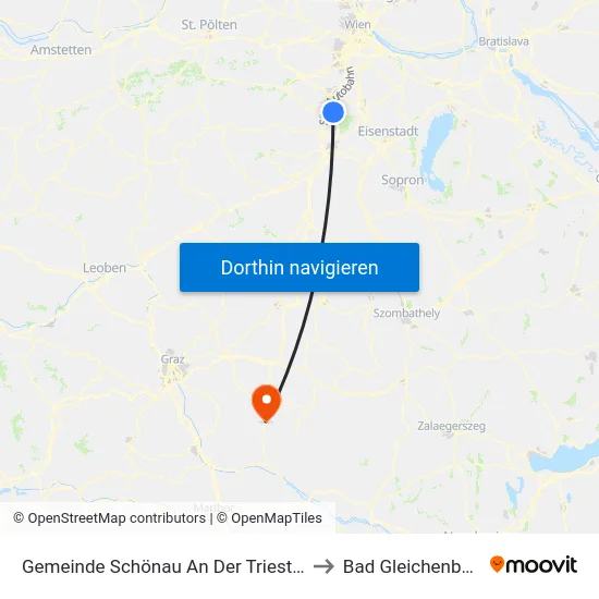 Gemeinde Schönau An Der Triesting to Bad Gleichenberg map