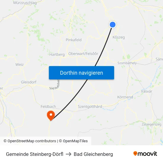 Gemeinde Steinberg-Dörfl to Bad Gleichenberg map
