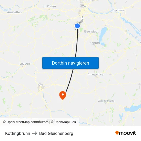 Kottingbrunn to Bad Gleichenberg map