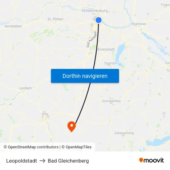Leopoldstadt to Bad Gleichenberg map