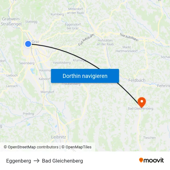 Eggenberg to Bad Gleichenberg map