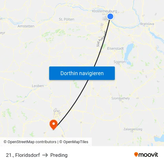 21., Floridsdorf to Preding map
