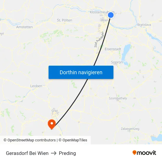 Gerasdorf Bei Wien to Preding map