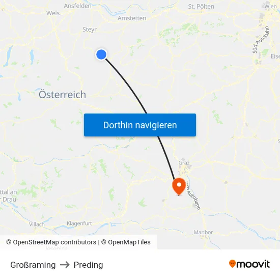 Großraming to Preding map