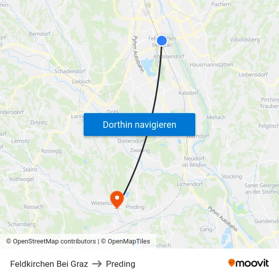 Feldkirchen Bei Graz to Preding map