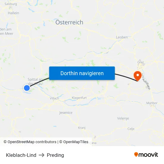 Kleblach-Lind to Preding map