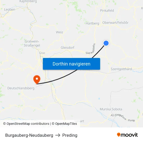Burgauberg-Neudauberg to Preding map