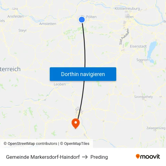 Gemeinde Markersdorf-Haindorf to Preding map