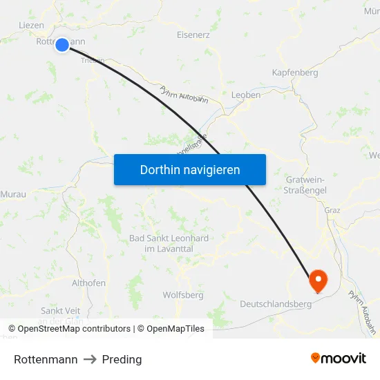 Rottenmann to Preding map