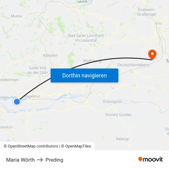 Maria Wörth to Preding map
