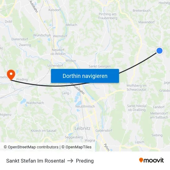 Sankt Stefan Im Rosental to Preding map