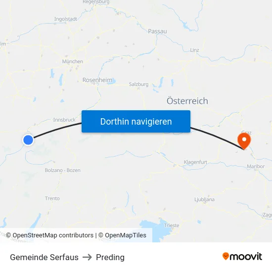 Gemeinde Serfaus to Preding map