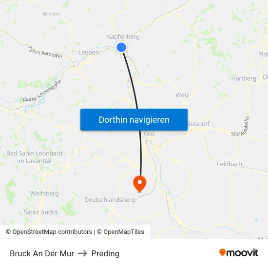 Bruck An Der Mur to Preding map