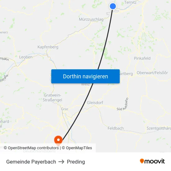 Gemeinde Payerbach to Preding map