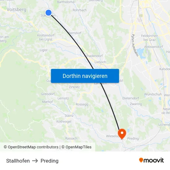 Stallhofen to Preding map