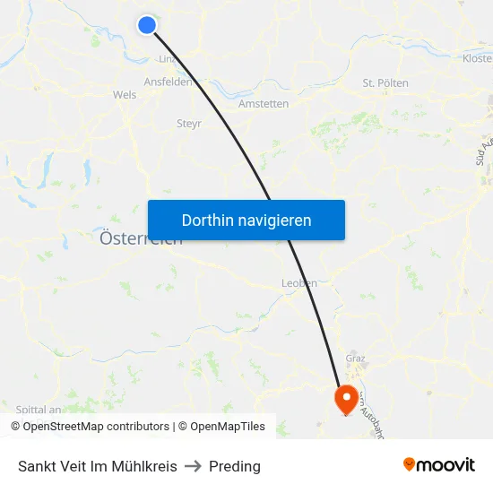 Sankt Veit Im Mühlkreis to Preding map