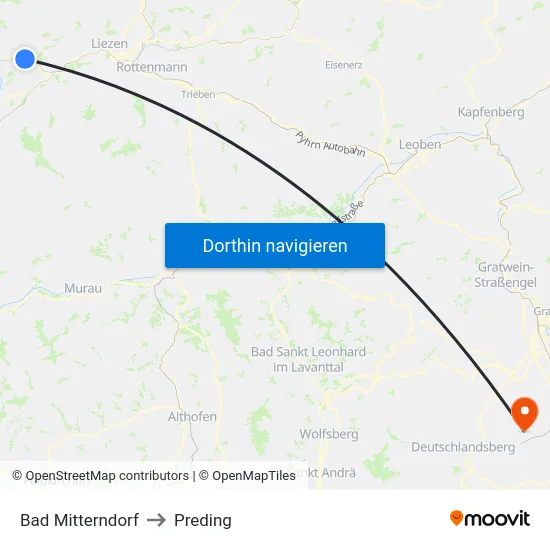 Bad Mitterndorf to Preding map