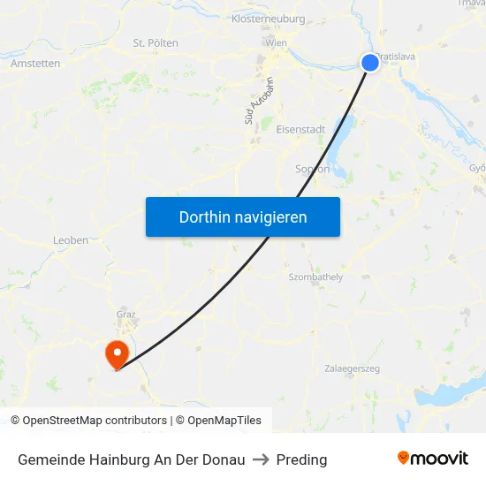 Gemeinde Hainburg An Der Donau to Preding map