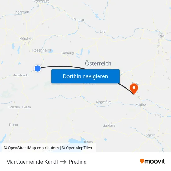 Marktgemeinde Kundl to Preding map