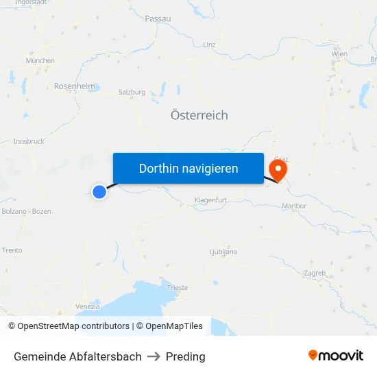 Gemeinde Abfaltersbach to Preding map