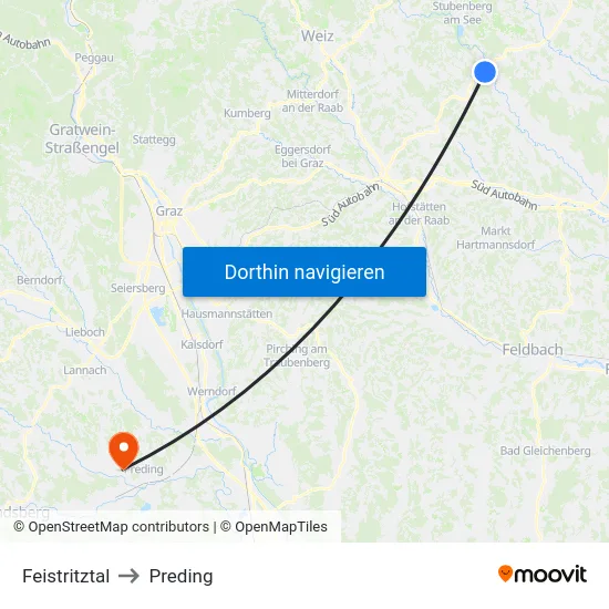 Feistritztal to Preding map