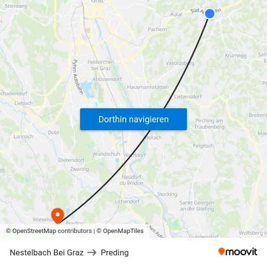 Nestelbach Bei Graz to Preding map