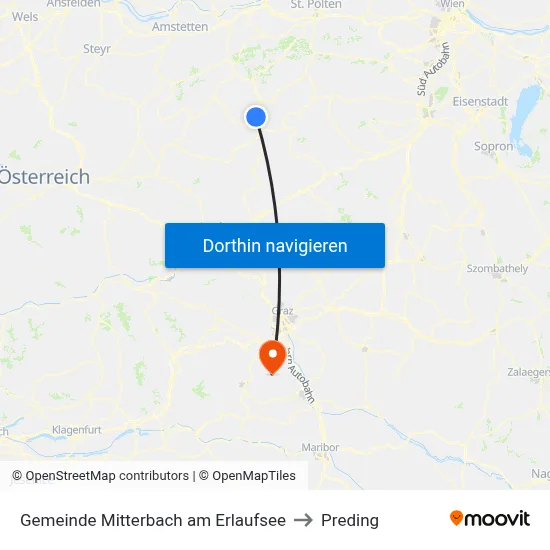Gemeinde Mitterbach am Erlaufsee to Preding map