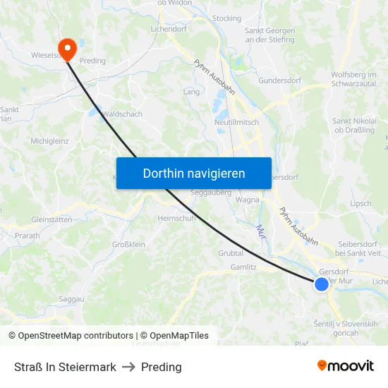 Straß In Steiermark to Preding map