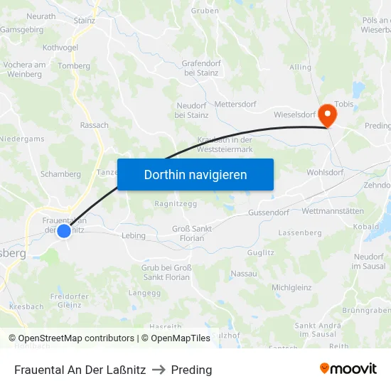 Frauental An Der Laßnitz to Preding map