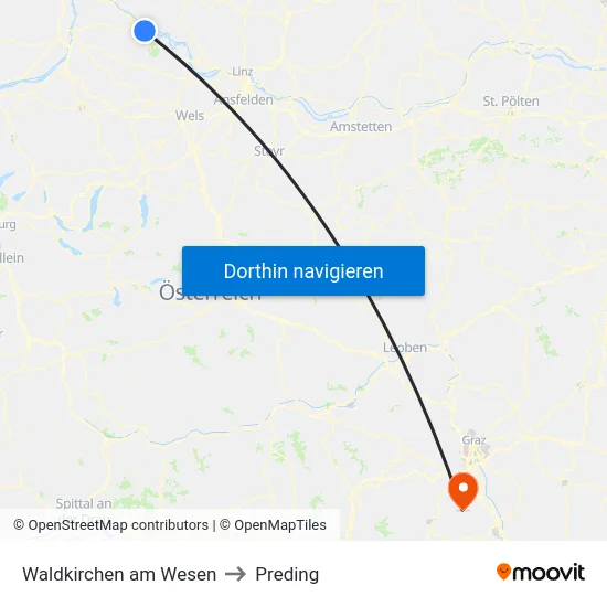 Waldkirchen am Wesen to Preding map