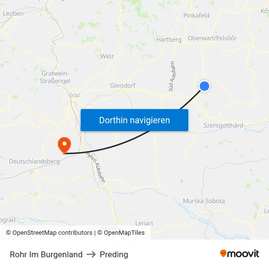 Rohr Im Burgenland to Preding map