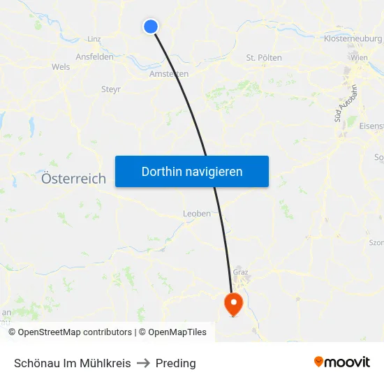 Schönau Im Mühlkreis to Preding map