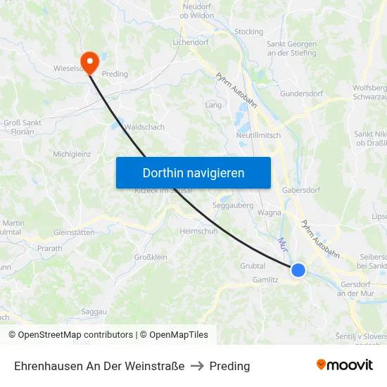 Ehrenhausen An Der Weinstraße to Preding map