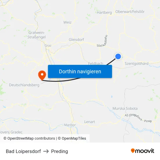Bad Loipersdorf to Preding map