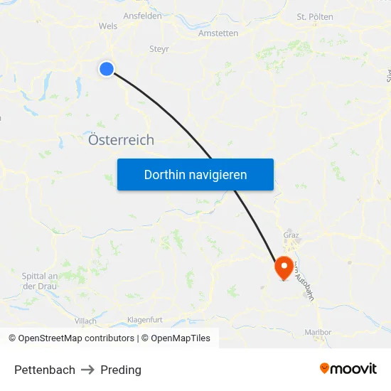 Pettenbach to Preding map