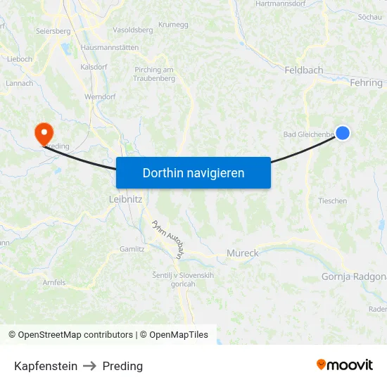 Kapfenstein to Preding map