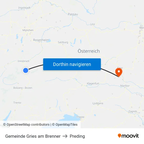 Gemeinde Gries am Brenner to Preding map