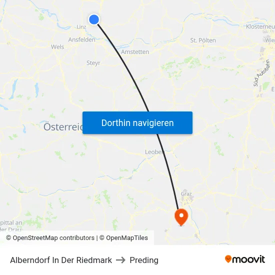 Alberndorf In Der Riedmark to Preding map