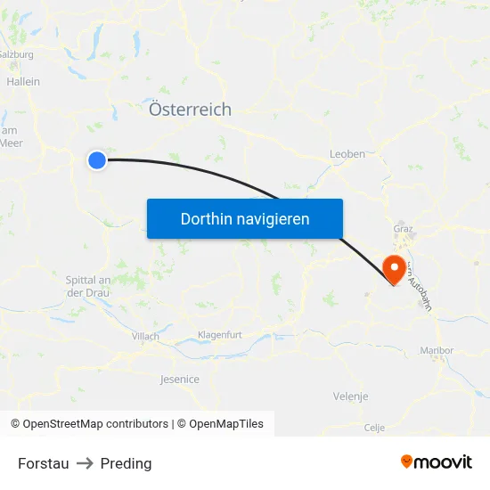 Forstau to Preding map